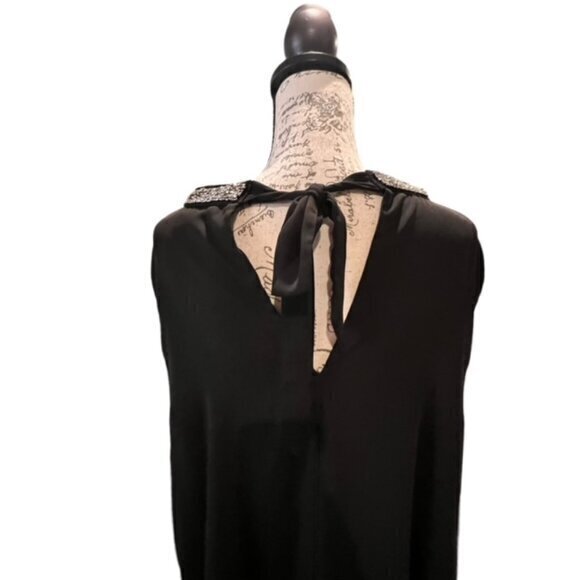 Torrid Georgette Embellished Beaded Choker‎ Tank 4X Black Neck Tie Blouse Top - Picture 9 of 14